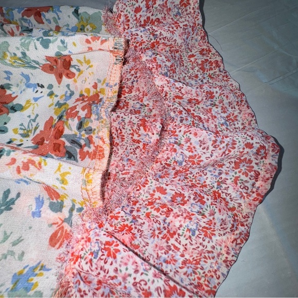 Free People vibes Orange Short Sleeve Tee with Floral Ruffle Sleeves - Picture 5 of 7